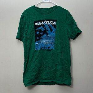 Nautica Men's Green and Blue Graphic Tee
